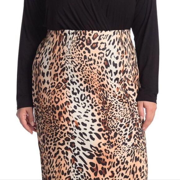 Plus Size Colorful Leopard Print Midi Skirt - NEW - Picture 2 of 3